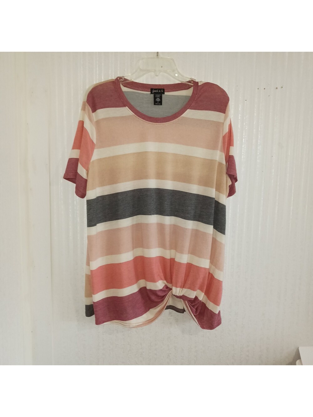 Women's  Multicolored pink and  Grey  Short sleeves knit Top  Size  2X